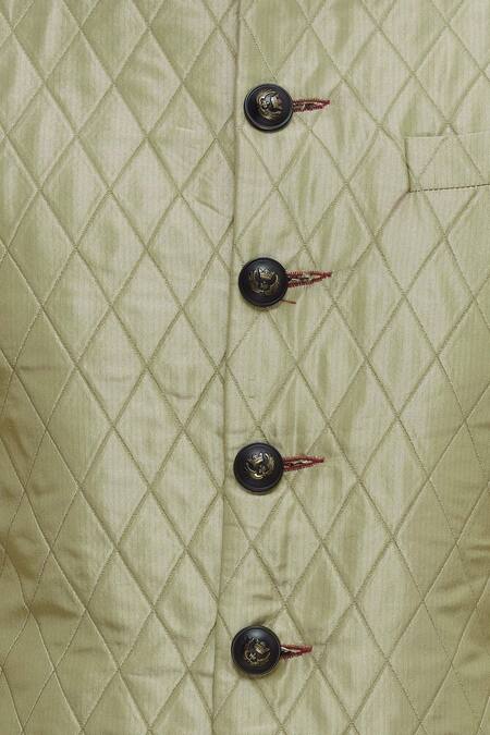 Gaurav Katta Cream Silk Quilted Bandhgala at Aza Fashions Gaurav Katta_Cream Silk Quilted Bandhgala _at_Aza_Fashions