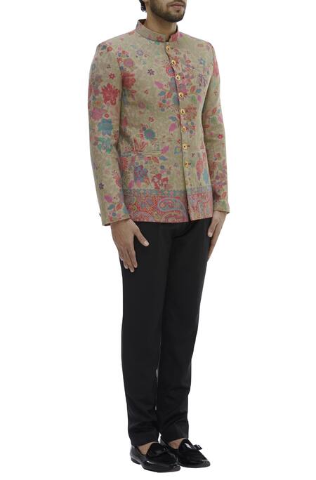 Gaurav Katta_Grey Pashmina Bandhgala _Online_at_Aza_Fashions