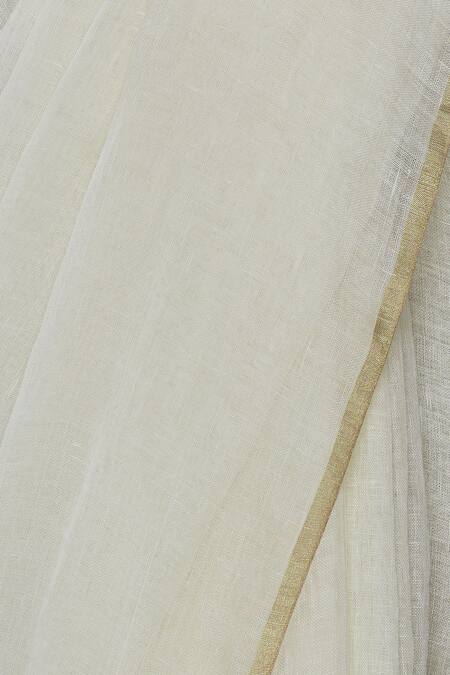 Buy_Anavila_White Handloom Linen Saree_Online_at_Aza_Fashions