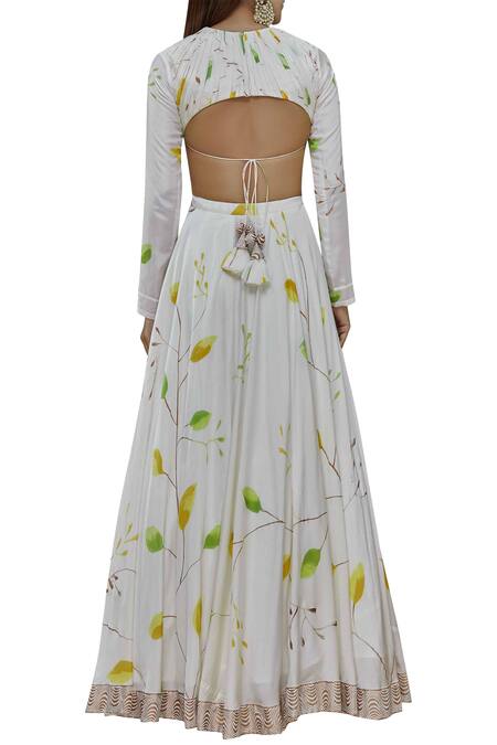 Shop_Vedika M_White Silk High Neck Printed Lehenga Set _at_Aza_Fashions