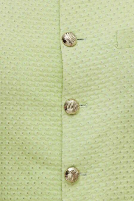 Chatenya Mittal_Green Chanderi Embellished Nehru Jacket For Kids_at_Aza_Fashions