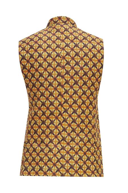 Shop_Chatenya Mittal_Yellow Linen Bundi _Online_at_Aza_Fashions