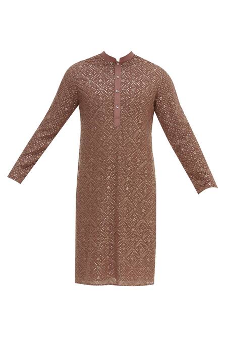 Buy_Chatenya Mittal_Pink Georgette Sequin Embellished Kurta Set_Online_at_Aza_Fashions