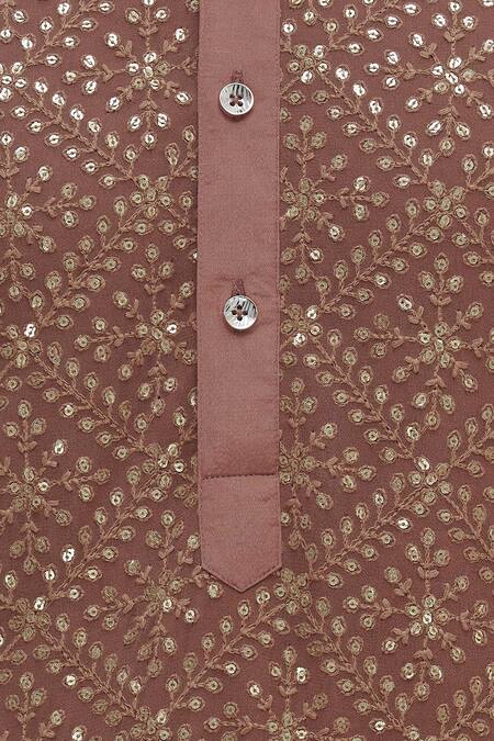 Shop_Chatenya Mittal_Pink Georgette Sequin Embellished Kurta Set_Online_at_Aza_Fashions