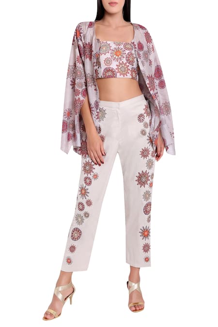 Natasha J Chanderi Jacket Pant Set 