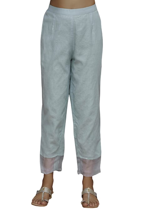 Shop_Priyam Narayan_Blue Handloom Chanderi Round Kurta Set_Online_at_Aza_Fashions