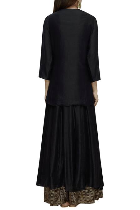 Shop Priyam Narayan Black Handloom Chanderi Round Anarkali Palazzo Set at Aza Fashions Shop_Priyam Narayan_Black Handloom Chanderi Round Anarkali Palazzo Set_at_Aza_Fashions