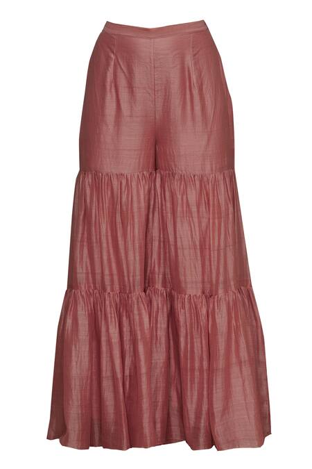 Buy_Priyam Narayan_Pink Handloom Chanderi Boat Kurta Sharara Set_Online_at_Aza_Fashions