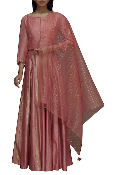 Priyam Narayan Chanderi Lehenga Set 