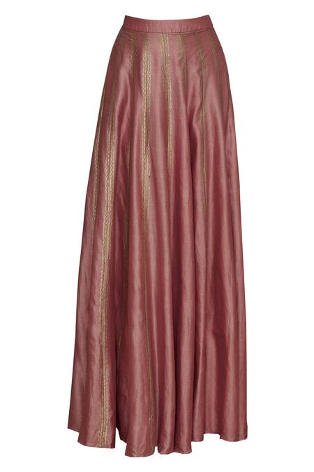 Shop_Priyam Narayan_Pink Handloom Chanderi Round Lehenga Set_Online_at_Aza_Fashions