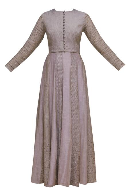 Buy_Priyam Narayan_Purple Handloom Chanderi Round Lehenga Set_Online_at_Aza_Fashions