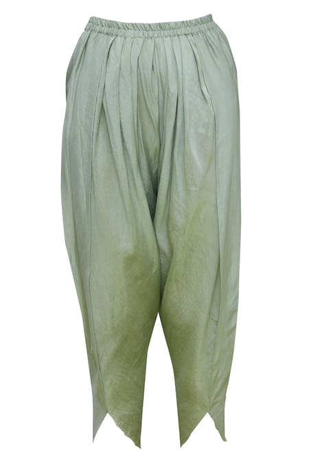 Shop_Priyam Narayan_Blue Handloom Chanderi Round Kurti Dhoti Pant Set_Online_at_Aza_Fashions