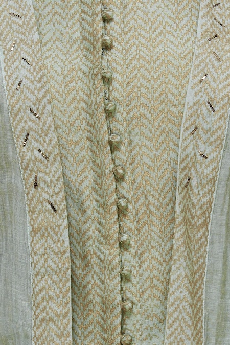 Priyam Narayan_Blue Handloom Chanderi Round Kurti Dhoti Pant Set_at_Aza_Fashions