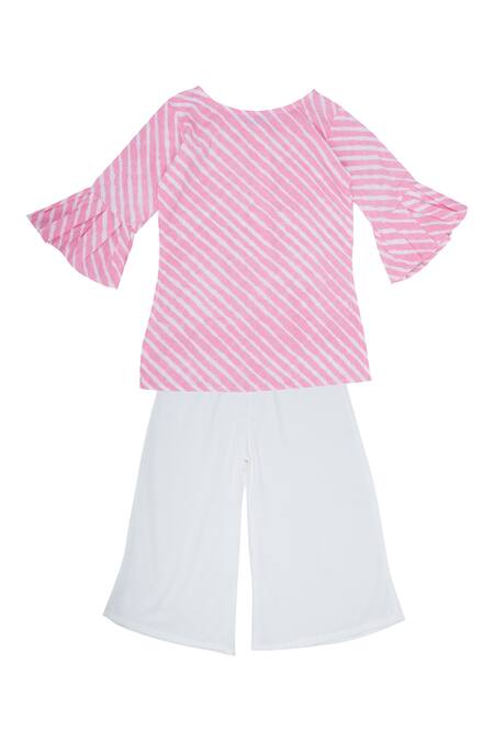 Shop Banana Bee Pink Cotton Printed Kurta Palazzo Set at Aza Fashions Shop_Banana Bee_Pink Cotton Printed Kurta Palazzo Set _at_Aza_Fashions