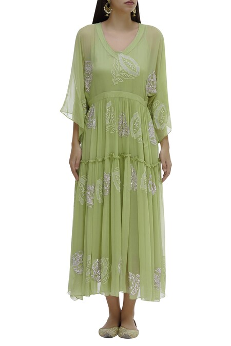 chikankari long dress