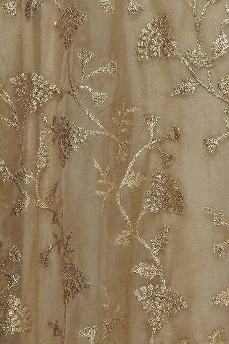 Kommal Sood_Beige Organza, Net Embroidered Lehenga Set_at_Aza_Fashions