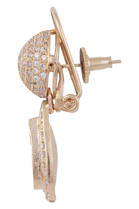 Buy_Khushi Jewels_Gold Plated Stones, Crystals Geometric Studs _Online_at_Aza_Fashions