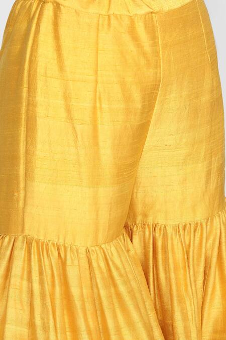 Shop Abhinav Mishra Yellow Raw Silk Round Neck Embellished Kurta Sharara Set Online at Aza Fashions Shop_Abhinav Mishra_Yellow Raw Silk Round Neck Embellished Kurta Sharara Set_Online_at_Aza_Fashions
