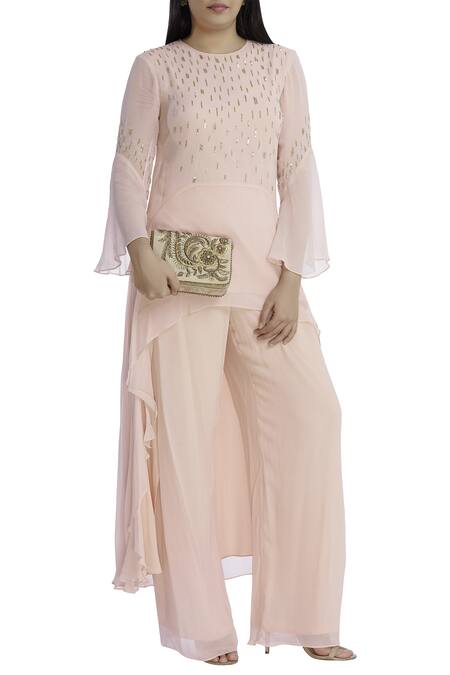 Shop_Fuchsia by aashaka mehta_Gold Beads, Zari Embroidered Clutch _Online_at_Aza_Fashions