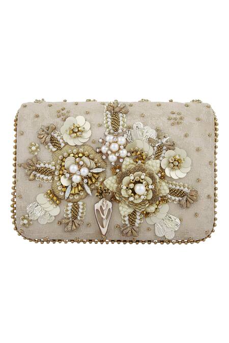 Fuchsia by aashaka mehta Gold Embroidery Clutch Online at Aza Fashions Fuchsia by aashaka mehta_Gold Embroidery Clutch _Online_at_Aza_Fashions