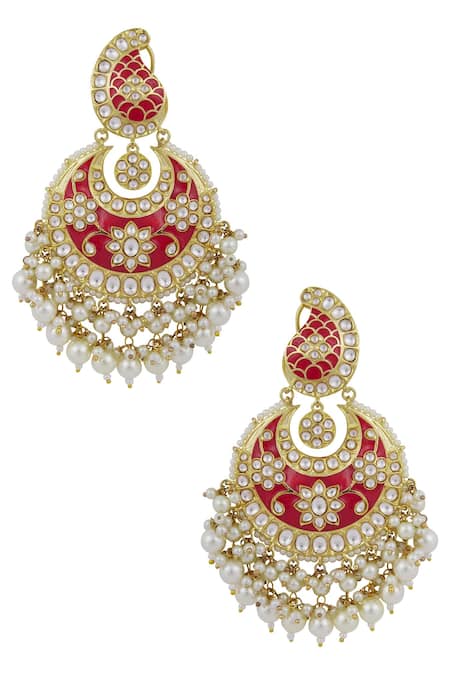 Auraa Trends Gold Plated Kundan Chandbalis