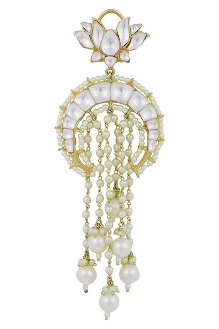 Auraa Trends Gold Plated Kundan, Bead Crystal Earrings Online at Aza Fashions Auraa Trends_Gold Plated Kundan, Bead Crystal Earrings_Online_at_Aza_Fashions