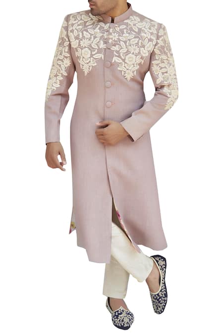 Gaurav Katta Linen Embroidered Sherwani 