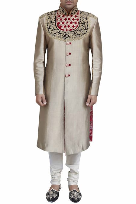 Gaurav Katta Gold Parcha Embroidered Sherwani 