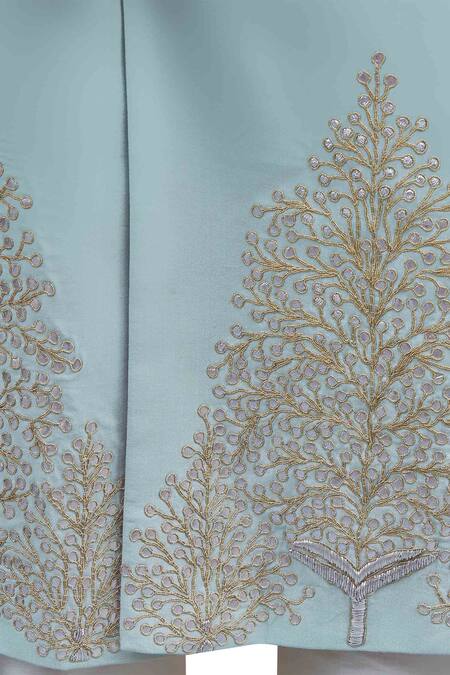 Buy_Gaurav Katta_Blue Silk Embroidered Sherwani_Online_at_Aza_Fashions