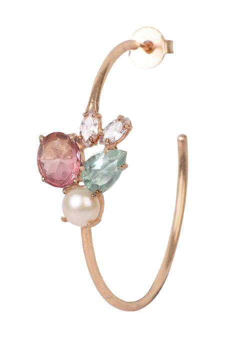 Atelier Mon_Gold Plated Crystals Hoops_Online_at_Aza_Fashions