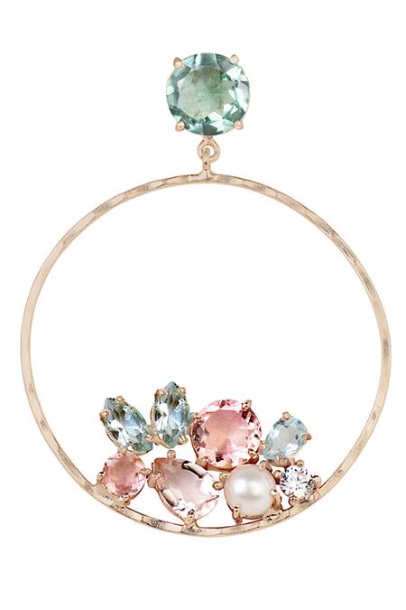 Shop Atelier Mon Gold Plated Crystals Danglers at Aza Fashions Shop_Atelier Mon_Gold Plated Crystals Danglers_at_Aza_Fashions