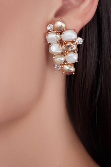 Atelier Mon Gold Plated Crystals Bead Cluster Studs
