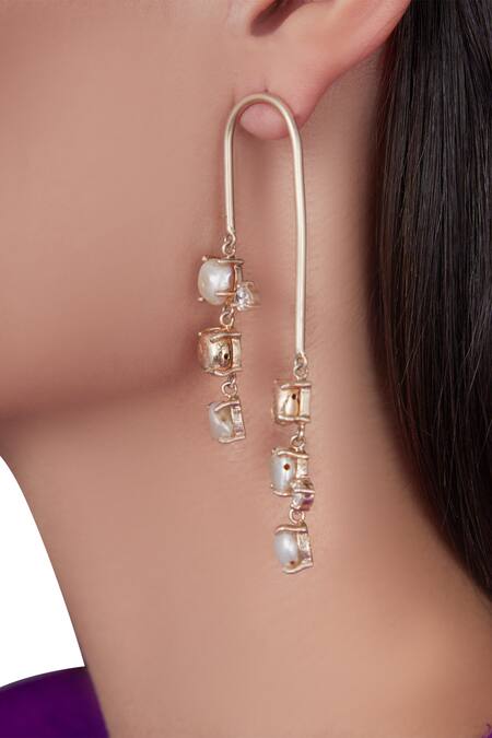 Atelier Mon Gold Plated Crystals Statement Danglers