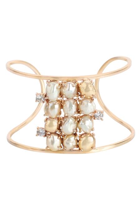 Shop_Atelier Mon_Gold Plated Pearls Bead Cuff_at_Aza_Fashions