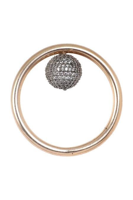 Shop Atelier Mon Gold Plated Crystals Circular Stud Earrings at Aza Fashions Shop_Atelier Mon_Gold Plated Crystals Circular Stud Earrings_at_Aza_Fashions