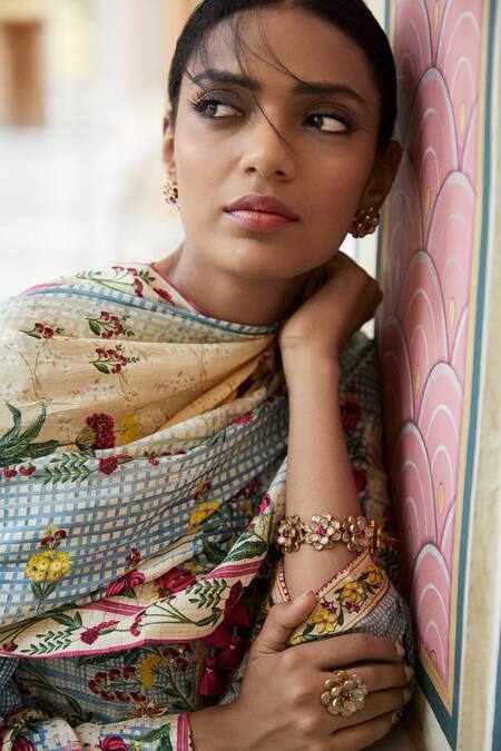 Shop Anita Dongre Gold Plated Crystal Ila Bangle at Aza Fashions Shop_Anita Dongre_Gold Plated Crystal Ila Bangle_at_Aza_Fashions