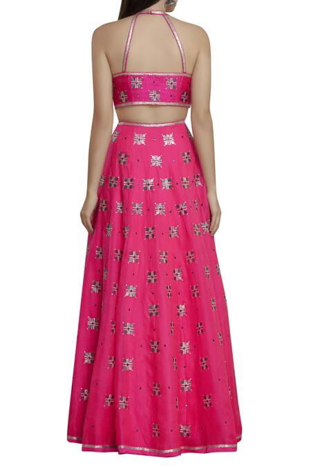 Shop Dnu Priyal Prakash Pink Raw Silk Embellished Lehenga Set at Aza Fashions Shop_Dnu Priyal Prakash_Pink Raw Silk Embellished Lehenga Set_at_Aza_Fashions
