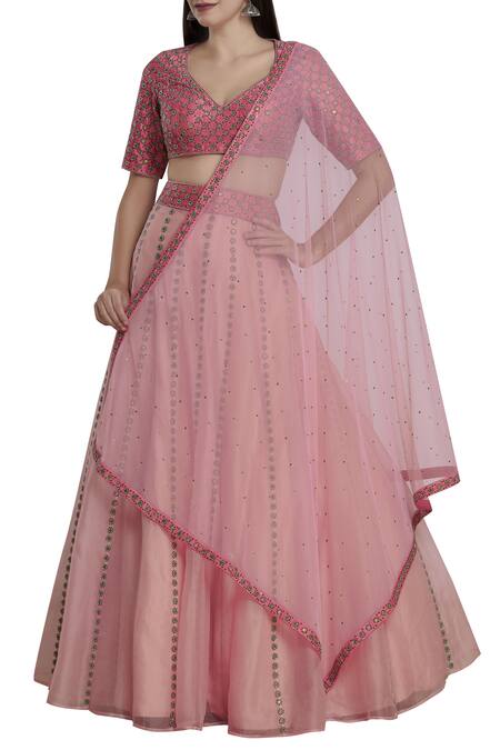 Buy_Dnu Priyal Prakash_Pink Raw Silk Embellished Lehenga Set_Online_at_Aza_Fashions