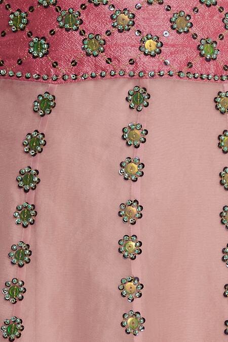 Dnu Priyal Prakash_Pink Raw Silk Embellished Lehenga Set_at_Aza_Fashions