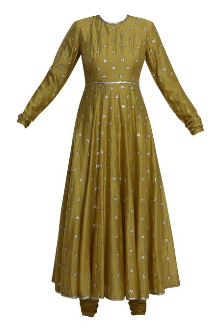 Buy_Dnu Priyal Prakash_Yellow Chanderi Anarkali Set_Online_at_Aza_Fashions
