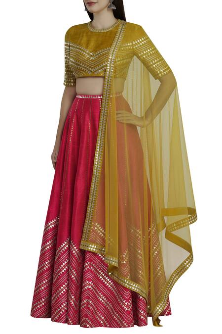 Buy Dnu Priyal Prakash Yellow Raw Silk Embellished Lehenga Set Online at Aza Fashions Buy_Dnu Priyal Prakash_Yellow Raw Silk Embellished Lehenga Set_Online_at_Aza_Fashions