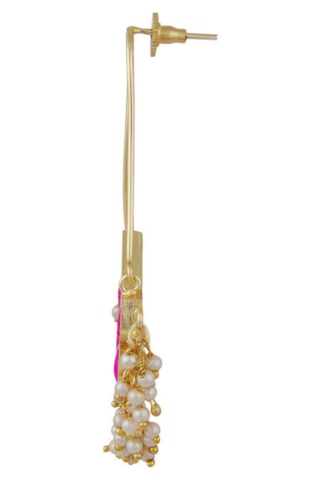 Buy_Bauble Bazaar_Gold Plated Pearl Bead Dangler Earrings_Online_at_Aza_Fashions