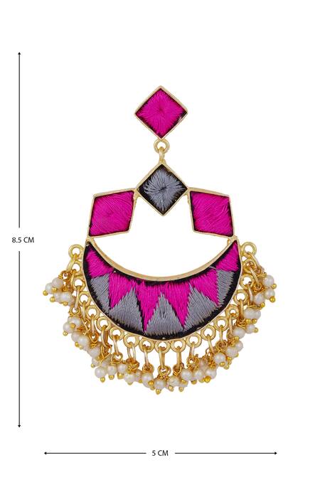 Shop Bauble Bazaar Gold Plated Pearls, Embroidery Geometric Bead Danglers Online at Aza Fashions Shop_Bauble Bazaar_Gold Plated Pearls, Embroidery Geometric Bead Danglers _Online_at_Aza_Fashions