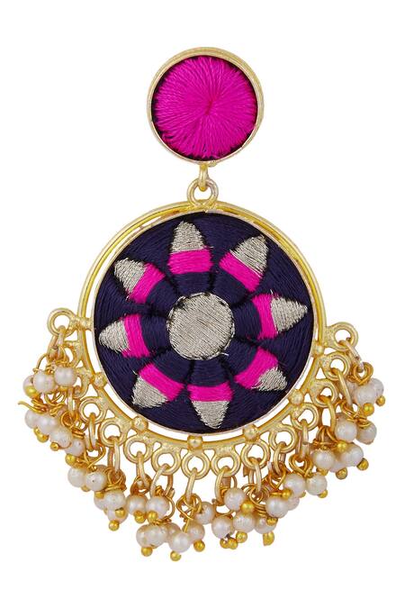 Bauble Bazaar_Gold Plated Pearl Circular Bead Danglers_Online_at_Aza_Fashions