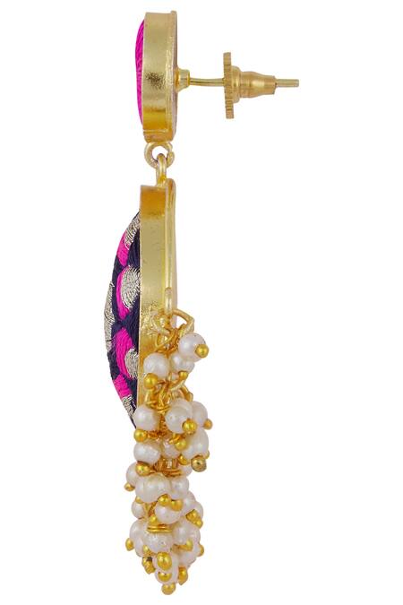 Buy_Bauble Bazaar_Gold Plated Pearl Circular Bead Danglers_Online_at_Aza_Fashions