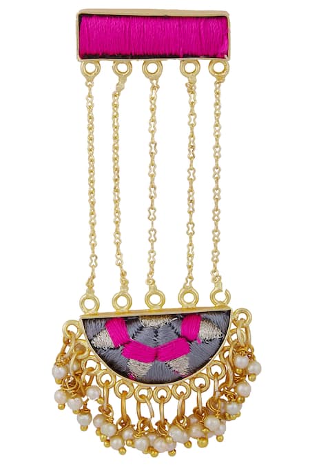 Bauble Bazaar Gold Plated Pearls, Zari Geometric Bead Danglers Online at Aza Fashions Bauble Bazaar_Gold Plated Pearls, Zari Geometric Bead Danglers _Online_at_Aza_Fashions