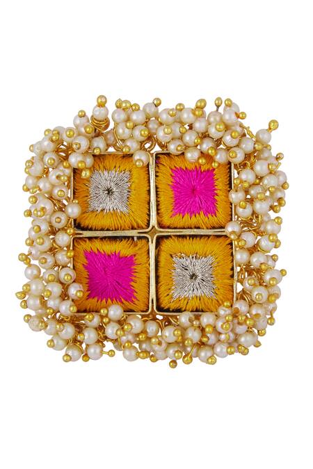 Buy Bauble Bazaar Gold Plated Pearl Geometric Bead Ring Online at Aza Fashions Buy_Bauble Bazaar_Gold Plated Pearl Geometric Bead Ring_Online_at_Aza_Fashions