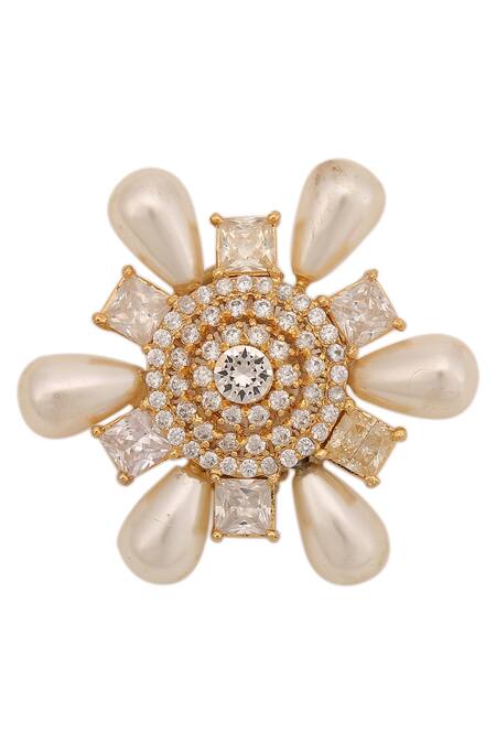 AE-Tee_Gold Plated Crystal Floral Studs _Online_at_Aza_Fashions