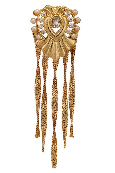 AE-Tee_Gold Plated Crystal Tassel Earrings _Online_at_Aza_Fashions