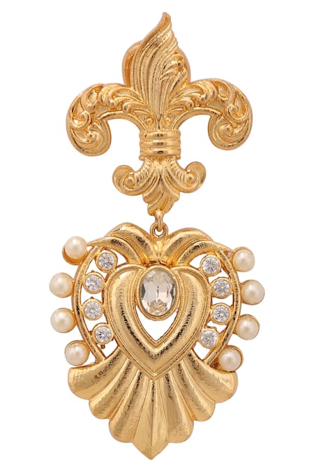 AE-Tee_Gold Plated Crystal Carved Earrings _Online_at_Aza_Fashions